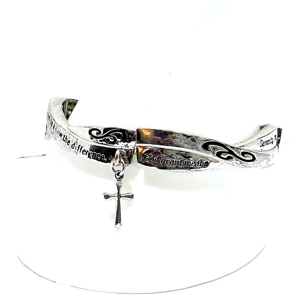 Vintage Serenity Prayer Bracelet Silver Toned Stretch